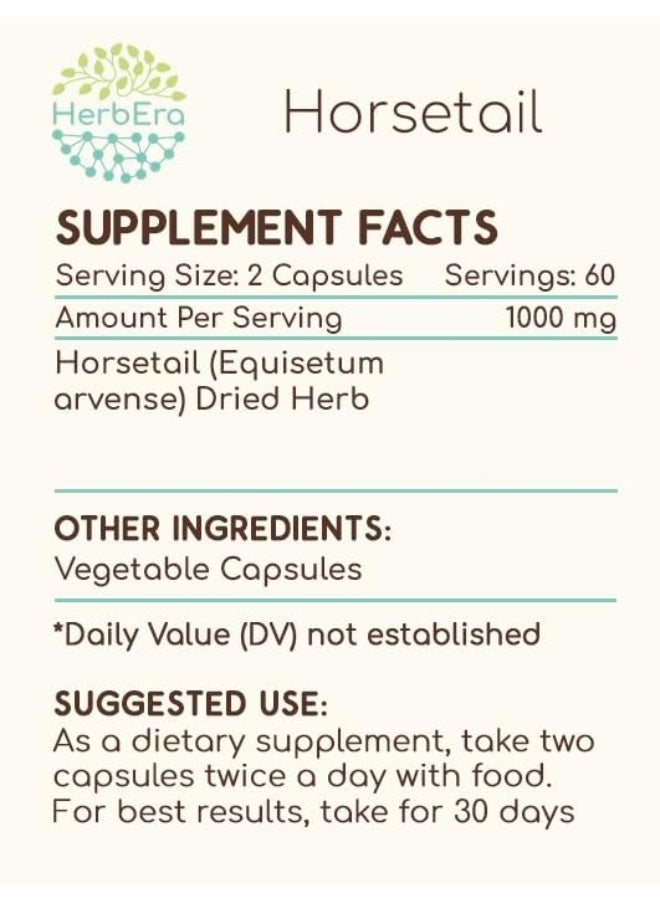 HerbEra Horsetail 120 Capsules, 1000 mg, Horsetail (Equisetum arvense) Dried Herb - Image 4